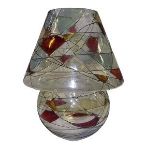 PartyLite Mosaic Calypso Jar Glass Candle Shade Vase & Lampshade Set Abstract
